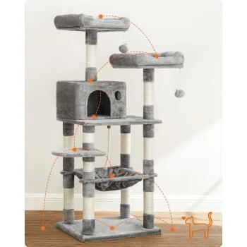 FEANDREA Kratzbaum 143cm Rauchgrau Hellgrau 11 FEANDREA Kratzbaum 143cm Rauchgrau Hellgrau – Bild 9