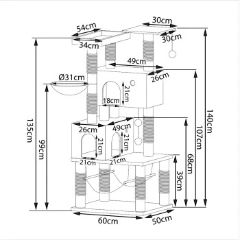 Lionto Kratzbaum, Höhe 140 Cm Dunkelgrau 8 Lionto Kratzbaum, Höhe 140 Cm Dunkelgrau – Bild 7