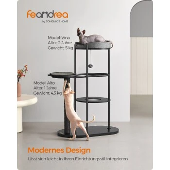 FEANDREA Kratzbaum Modern Metallrohre Sisalstamm 4 FEANDREA Kratzbaum Modern Metallrohre Sisalstamm – Bild 2