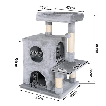 Lionto Kratzbaum, Höhe 80 Cm Dunkelgrau 9 Lionto Kratzbaum, Höhe 80 Cm Dunkelgrau – Bild 7