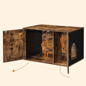 FEANDREA Katzenklo Schrank Braun-Schwarz 6 FEANDREA Katzenklo Schrank Braun-Schwarz – Bild 4