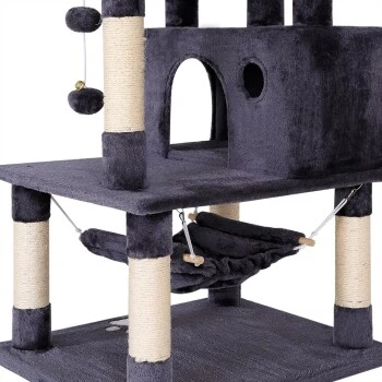 Lionto Kratzbaum, Höhe 140 Cm Dunkelgrau 6 Lionto Kratzbaum, Höhe 140 Cm Dunkelgrau – Bild 5