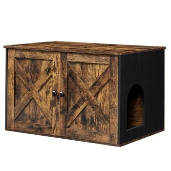 FEANDREA Katzenklo Schrank Braun-Schwarz 3 FEANDREA Katzenklo Schrank Braun-Schwarz